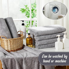 16 Pack Microfiber Bath Towels Bulk 27'' x 60'' Oversized Size Bath Towel Highly Absorbent Extra Large Soft Drying for Shower Beach Winter Salon Sport Gym Party (Wheat,Light Grey)