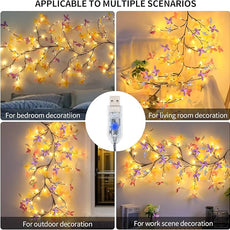 Butterfly Enchanted Willow Vine Lights, 7.55FT 144LED 3 Color Butterfly Blossom Tree Branch Lights for Wall, Remote Timer,8 Light Model,Bedroom Wall Doors Wedding, Christmas, USB Battery Box