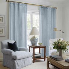 Extra Long Dusty Blue Linen Curtains 120 Inches Long Sky Blue Coastal Boho Farmhouse Curtain Light Filtering Semi Sheer Back Tab Pinch Pleat Curtain for Tall Ceiling Living Room Bedroom 2 Panels