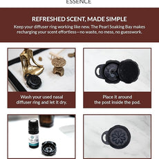 Essence Pearl Travel Case - Wearable Aromatherapy Kit with Nasal Diffuser Rings, Soaking Bay, and 5mL Essential Oil – Portable Wellness Gift Set for On?The?Go Self Care