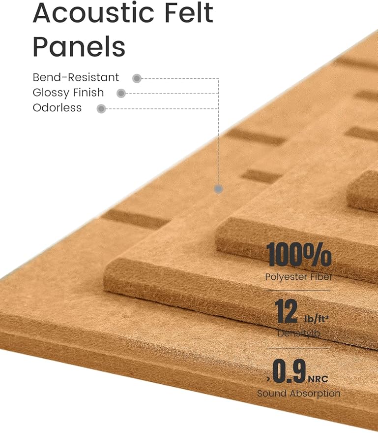 Large Felt Bulletin Board 48" x 36" Cork Board Alternative-12 Pack with 70 Safe Removable Adhesive Tabs, Cork Boards for Walls for Home Office Classroom Pin Board-Mustard Yellow