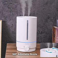 BlueHills Premium 5000 ML XL Cool and Warm Mist Ultrasonic Diffuser Humidifier Large Room Huge Coverage Area 5 Liter Big Capacity High Output 50 Hours Long Run Time Essential Oil Diffuser White W501