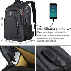 17 Inch Laptop Backpack, Business Anti Theft Slim Durable Laptops Backpack with USB Charging Port, Water Resistant College Computer Bag Gifts for Men & Women Fits 15.6 Inch Notebook-Black