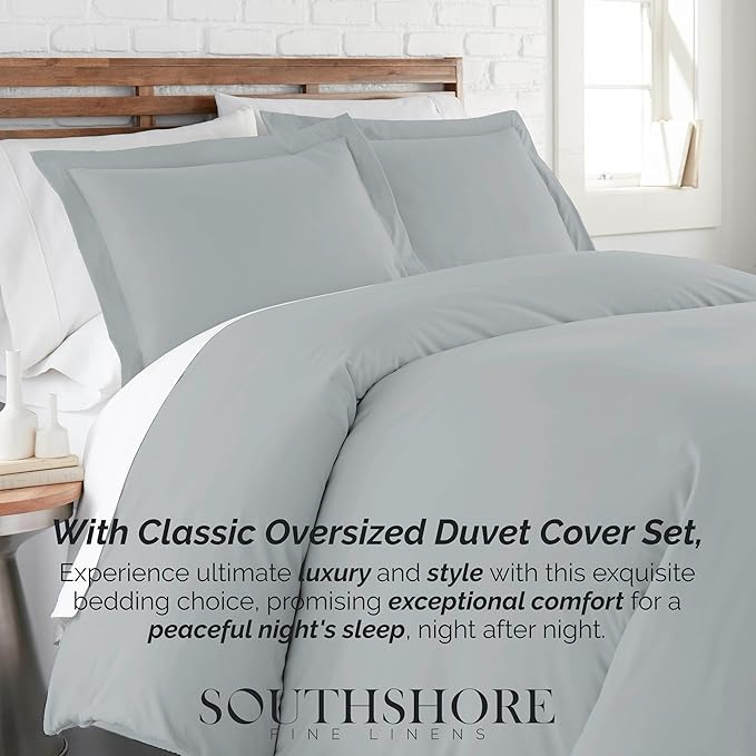 Southshore Fine Living, Inc. Premium Collection Oversized King Duvet Cover Set, Soft Duvet Cover with Zipper, 3-Piece, Two Matching Shams (108 in Wide X 98 in Long), King/California King, Light Blue