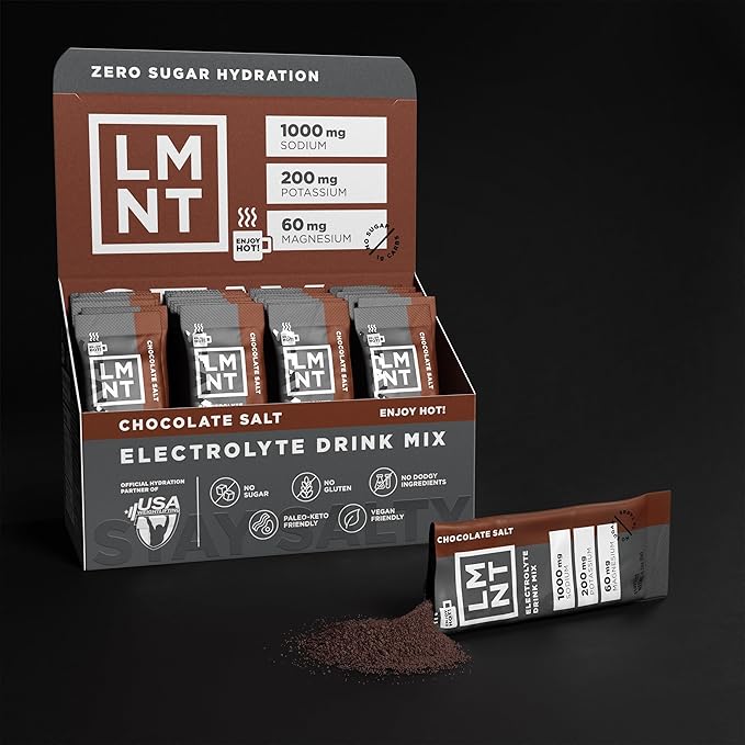 LMNT Zero Sugar Hot Chocolate or Coffee Mixer - Chocolate Salt | Drink Mix | 30-Count