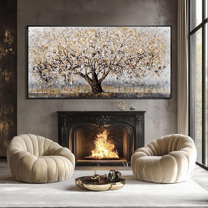 Brown and White Framed Wall Art Floral Wall Prints Botanical Wall Decor Nature Wall Posters 24"x48" Pictures for Bedroom Kitchen Artwork