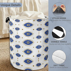 Evil Eyes Laundry Basket,Foldable Oxford Cloth Tote Bag Laundry Hamper Clothes Storage Bucket Organizer for Bedroom Laundry Storage Dormitories 16