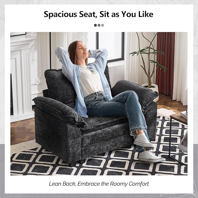 VINGLI Cloud Black Single Chair with Armrest