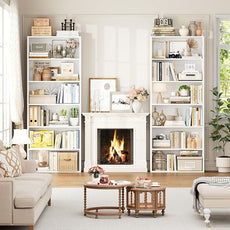 FOTOSOK 6-Tier Open Bookcase and Bookshelf Set of 2, Freestanding Display Storage Shelves Tall Bookcase for Bedroom, Living Room and Office, White