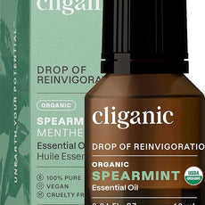 Cliganic USDA Organic Spearmint Essential Oil, 100% Pure Natural Undiluted, for Aromatherapy (10ml) | Non-GMO Verified (Packaging May Vary)