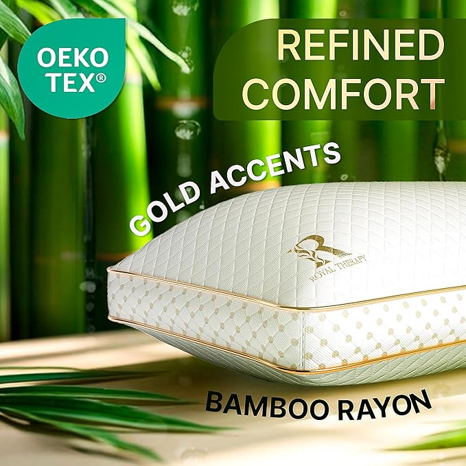 Royal Therapy Queen Memory Foam Pillow, Adjustable Shredded Odor-Free Pillow for Neck & Shoulder Pain Relief, Support for Back, Stomach, Side Sleepers, AirFlowPRO