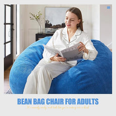 Hobestluk 3.5FT Bean Bag Chair Adult Bean Bag Chair Large Bean Bag Chair with Filler Included Teardrop Bean Bag with Removable Cover for Bedroom Living Room - (Large, Blue)