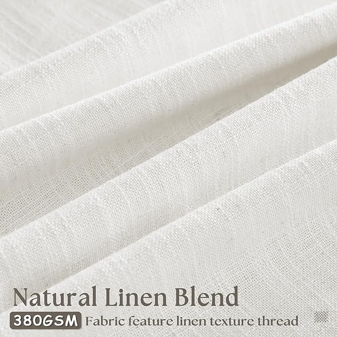 90 Inches Long Linen Curtains 60 Inch Width Pinch Pleated 90 Inch Length for Living Room Bedroom Ivory Off White Semi Sheer Back Tab Hooks Rings Pinch Pleat Curtains for Patio Glass Door 1 Panel