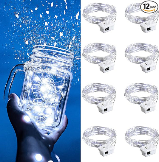 ZGWJ Fairy Lights Battery Operated, 8 Pack White Mini String Lights 20 LED 7FT Waterproof for Bedroom Decor, Easter, Halloween, Christmas, Party Indoor and Outdoor Decoration