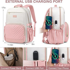 Laptop Backpack for Women Bookbag: 15.6 inch Work School Backpacks with Pouch Pocket for Large Capacity Cup & USB Charger College Book Bag Travel Business Nurse Teacher Bookbags Anti-theft Back Pack