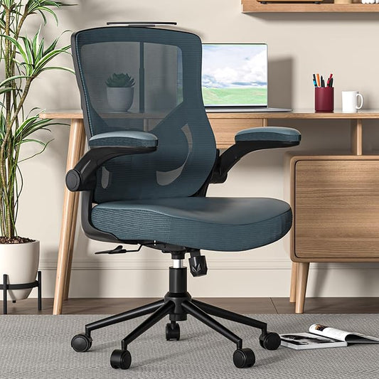 Office Chair, High Back Desk Chair Adjustable Height and Ergonomic Design Home Office Computer Chair Executive Lumbar Support Padded Flip-up Armrest