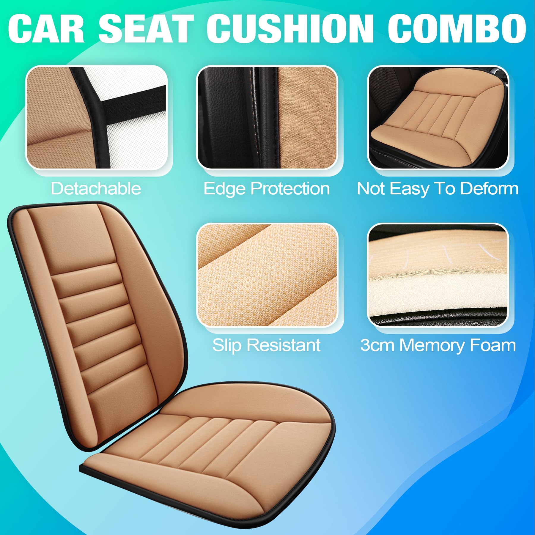 MYFAMIREA Truck Seat Cushion, Memory Foam Trucker Seat Cushion for Truck Driver Long Sitting with Adjustable Strap, Back Support and Pain Relief for Trucker Driving Car Office Chair and Pain Dormly