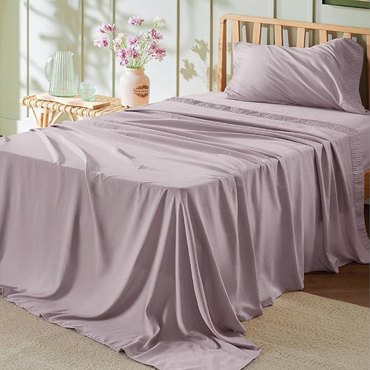 Bedsure Twin XL Sheet Sets Dorm Bedding - 3 Pieces Soft Extra Long Twin Sheets, Hotel Luxury, Easy Care Microfiber for Women, Men, Pink Mocha