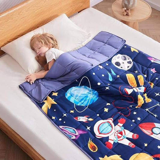 anfie Weighted Blanket Kids (36"x48" 5lbs) Weighted Blanket Cooling Blanket for Sleeping,Throw Size Breathable Blanket with Premium Glass Bead(Blue Aerospace)