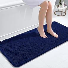 OLANLY Bathroom Rugs 47x20, Extra Soft Absorbent Chenille Bath Rugs, Rubber Backing Quick Dry, Machine Washable Bath Mats for Bathroom Floor, Tub and Shower, Home Decor Accessories, Navy