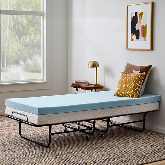 Linenspa Memory Foam Mattress Topper - 3 Inch Gel Infused Memory Foam - Plush Feel - Cooling and Pressure Relieving - CertiPUR Certified - Dorm Room Essentials - Small Twin Size