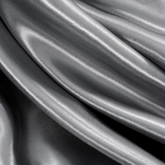 Satin Sheets Full Size - 6 Pieces Luxury Silky Soft Bed Sheets, Wrinkle-Free Dark Grey Satin Silk Sheet Set with 1 Deep Pocket Fitted Sheet, 1 Flat Sheet, 4 Pillow Cases