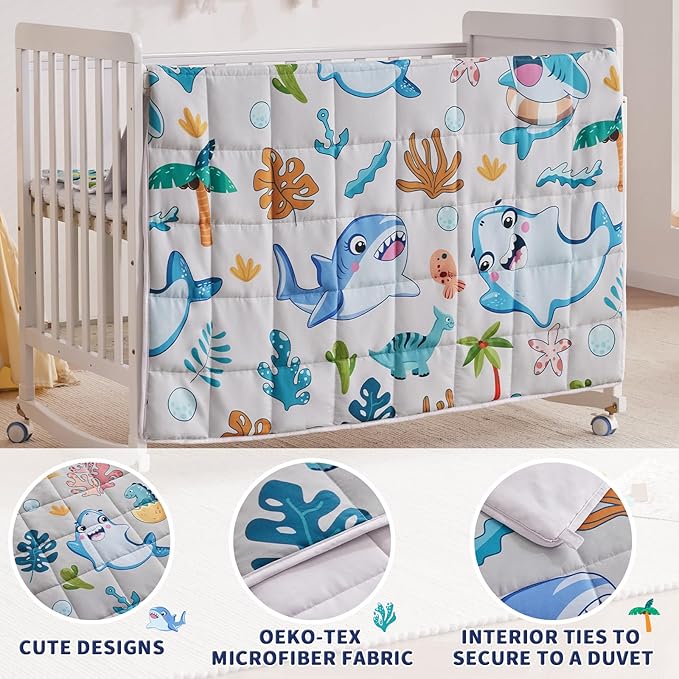 anfie Weighted Blanket Kids (36"x48" 5lbs) Weighted Blanket Cooling Blanket for Sleeping,Throw Size Breathable Blanket with Premium Glass Bead(White Shark)