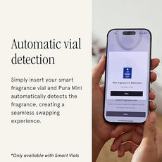 Pura Mini Smart Fragrance Diffuser for Small Spaces Adjustable Smart Home Device with LED Light & Automatic Vial Detection - Includes 1 Scent Refill; Lemon
