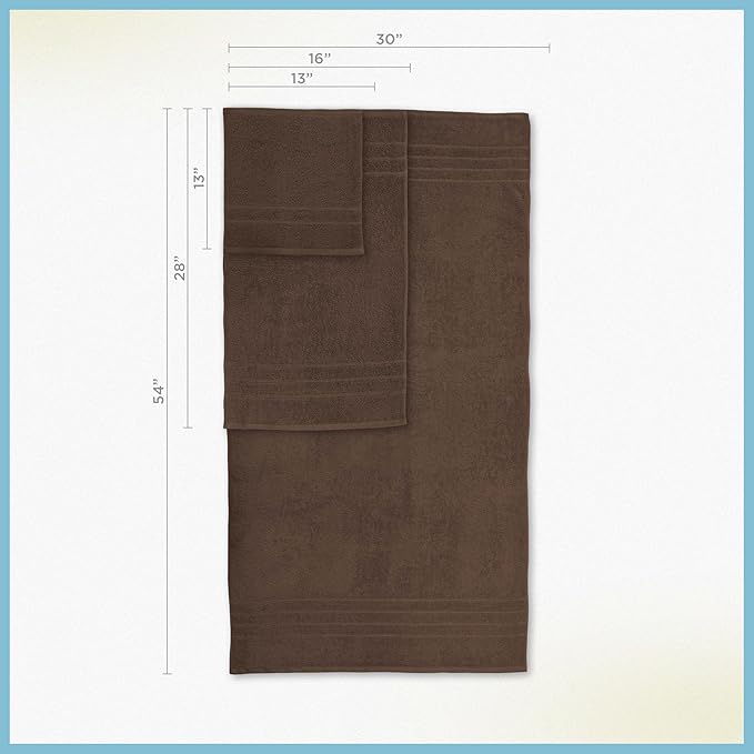 Martex 6-Piece Towel Set – Ultimate Performance – 100% Cotton – 2 Bath Towels – 2 Hand Towels – 2 Wash Cloths – Versatile – Low-Linting – Supersoft & Absorbent Bathroom Set – Easy Care – Chocolate