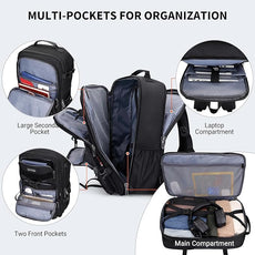 WITZMAN Carry On Travel Backpack for Men Large Convertible 45L Fit 17 Inch Laptop Backpack 3 in 1 Bag for Airline Approved(B688 Black)