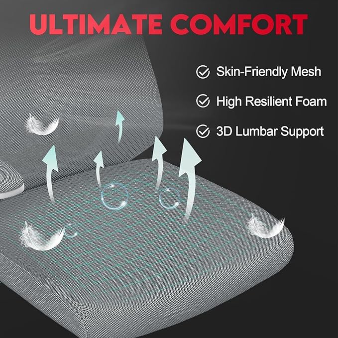Ergonomic Office Chair - 400LB Comfy Desk Chairs with Lumbar Back Support, Mesh Computer Chairs with Wheels and Arms for Home Office, Study (669Gray-Without Headrest)