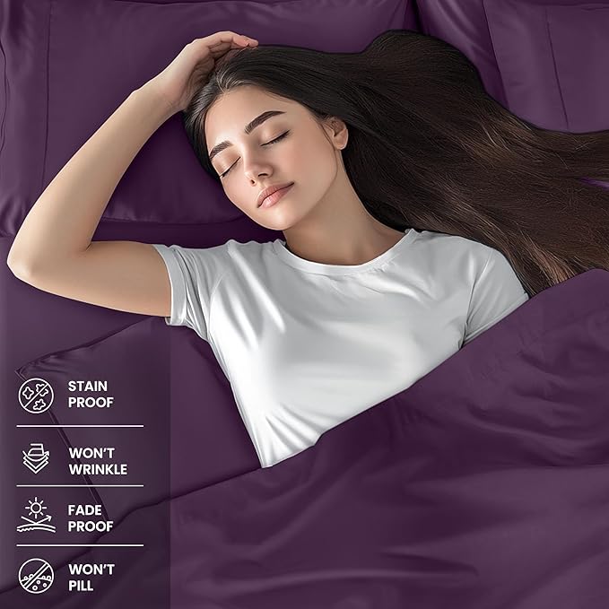 Utopia Bedding Full Sheet Set – 4 Piece Bed Sheets for Full Size Bed, Soft and Breathable Microfiber, Includes 1 Fitted Sheet, 1 Flat Sheet and 2 Pillowcases (Dark Purple)