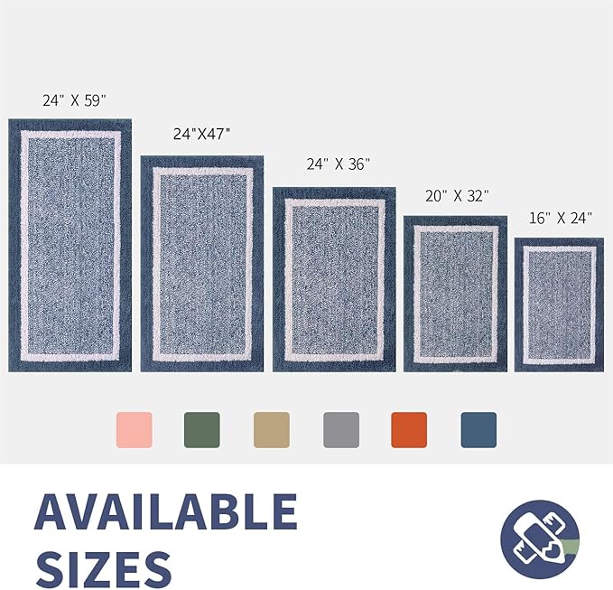 CozeCube Bath mats for Bathroom Non Slip, Fluffy Absorbent Microfiber Bath mat Washable, Aesthetic Bathroom Rugs, Large Navy Blue Bath mat, Navy Blue, 36" x 24"