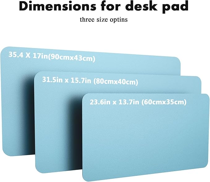 YSAGi Double-Sided Desk Pad, 23.6"x13.7" Leather Desk Mat, Eco Cork Desk Pad Protector, Large Mouse Pad for Desk, Waterproof Desk Blotter Pad, Desk Writing Pad for Office Work/Home(Baby Blue/Cork)