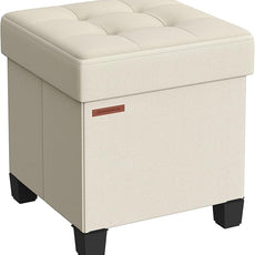 SONGMICS Storage Ottoman, Small Ottoman Foot Rest with Legs, 15 x 15 x 15.7 Inches Foot Stool, Load up to 660 lb, for Living Room, Bedroom, Dorm, Cream White ULSF014W01