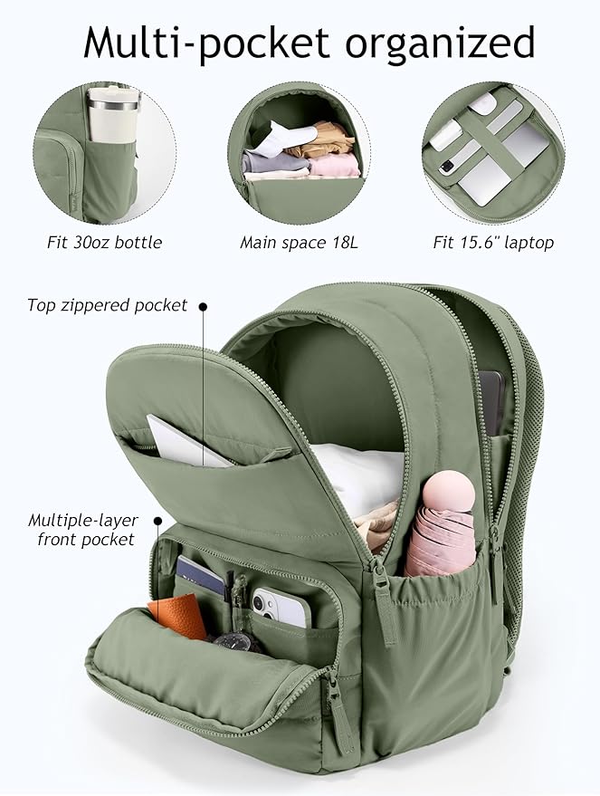 Travel Backpack for Women, 15.6 Inch College Laptop Backpack, Water Resistant Work Backpacks, Cute Quilted Bookbag