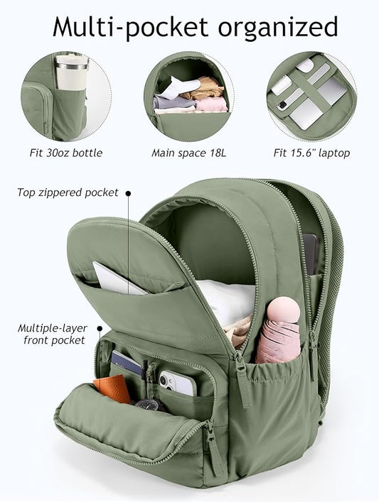 Travel Backpack for Women, 15.6 Inch College Laptop Backpack, Water Resistant Work Backpacks, Cute Quilted Bookbag