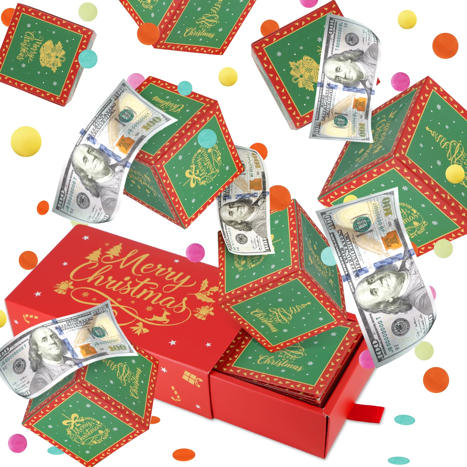 Happy Birthday Surprise Gift Box Explosion for Money - DIY Pop Out Folding Bounce Explosion Gift Box with Confetti - Birthday Money Bank - Cash Gift Idea for Women Men Kids (Pink)