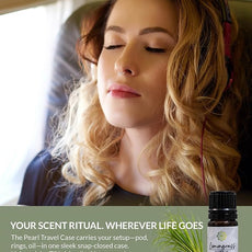 Essence Pearl Travel Case - Wearable Aromatherapy Kit with Nasal Diffuser Rings, Soaking Bay, and 5mL Essential Oil – Portable Wellness Gift Set for On?The?Go Self Care