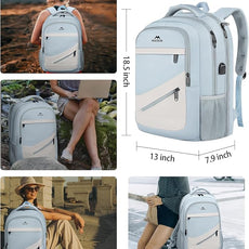 MATEIN 30 L Large Laptop Backpack, Stylish Lightweight Nursing Teacher Work Backpack with USB Charging Port, College Travel Comupter Bag Soft and Comfortable for Daily, Blue Beige