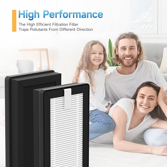 6-Pack Replacement Filter Compatible with EyeVac Air 2in1 Air Purifier, 2-in-1 Filtration with Activated Carbon Filter