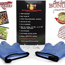 KITCHEN PERFECTION XL Silicone Smoker Oven Gloves-Extreme Heat Resistant BBQ Gloves-Handle Hot Food Right on Your Grill Fryer&Pit|Waterproof Grilling Cooking Baking Mitts|Superior Value Set+3 Bonuses