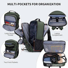 WITZMAN Carry On Travel Backpack for Men Large Convertible 45L Fit 17 Inch Laptop Backpack 3 in 1 Bag for Airline Approved(B688 Army Green)