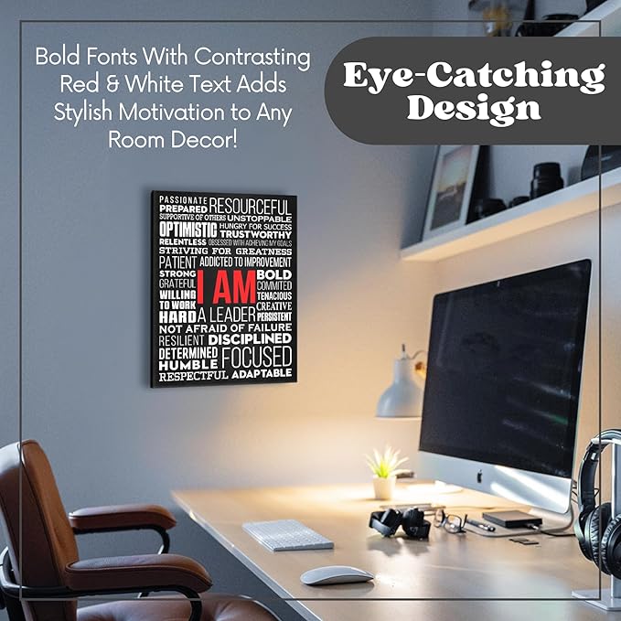 Office Wall Art Motivational Poster - 12 x 16 Inches Inspirational Wall Decor Print for Bedroom, Gym, Men, Boys, Teens (Wrapped Canvas)