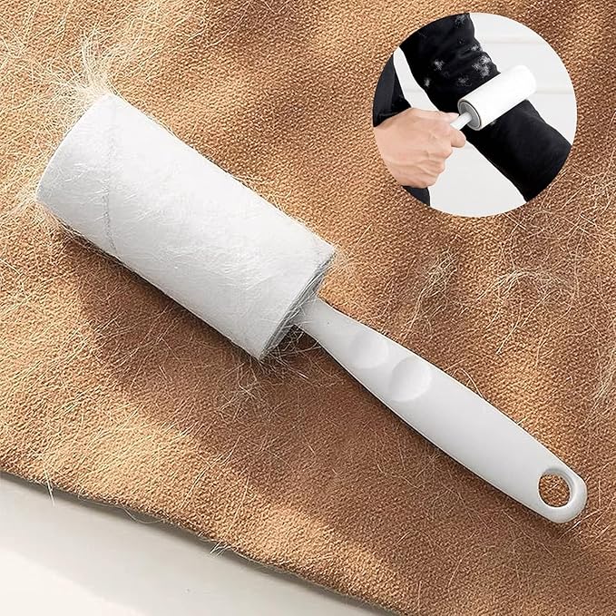 MELERIO Lint Rollers 6 Refills Full 420 Sheets with 1 Protective Cover Holder,1 Handle with 6 Extra Sticky Lint Roller Set for Clothes, Sofa, Bed, Carpet, Lint Roller for Pet Cat Hair Dog Hair, Dust