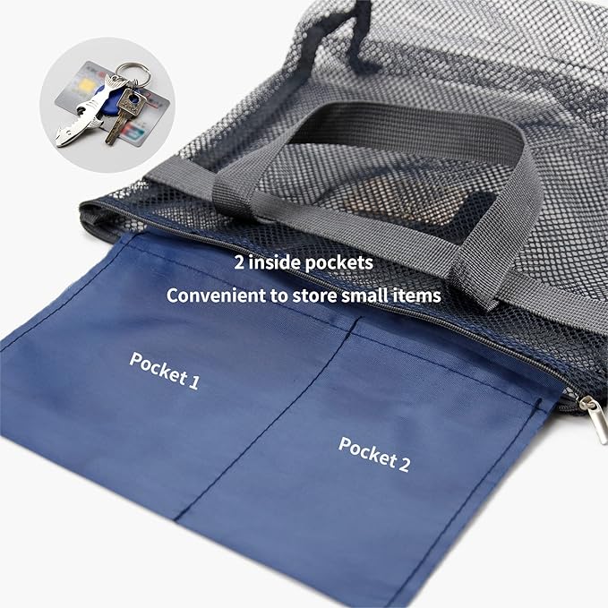 Mesh Shower Caddy Bag Portable Hanging Toiletry and Bath Organizer with Zipper for Travel, Gym, Camping, College Dorms, Beach