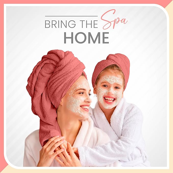 6-Piece Luxury 100% Cotton Towel Set | Quick Dry | Super Absorbent | Super Soft 100% Ringspun Cotton Towels | 2 Bath Towels | 2 Hand Towels | 2 Wash Cloths | Pink