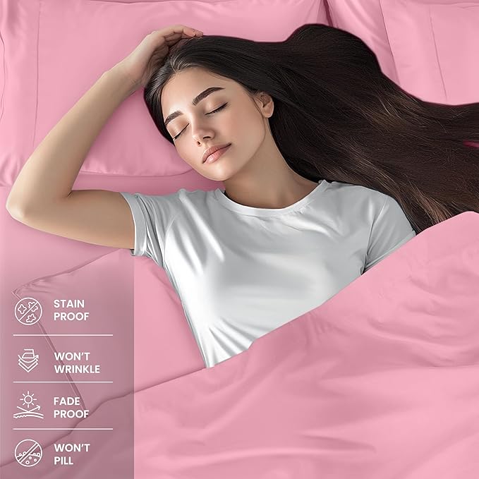 Utopia Bedding Full Bed Sheets Set - 4 Piece Bedding - Brushed Microfiber - Shrinkage and Fade Resistant - Easy Care (Full, Pink)