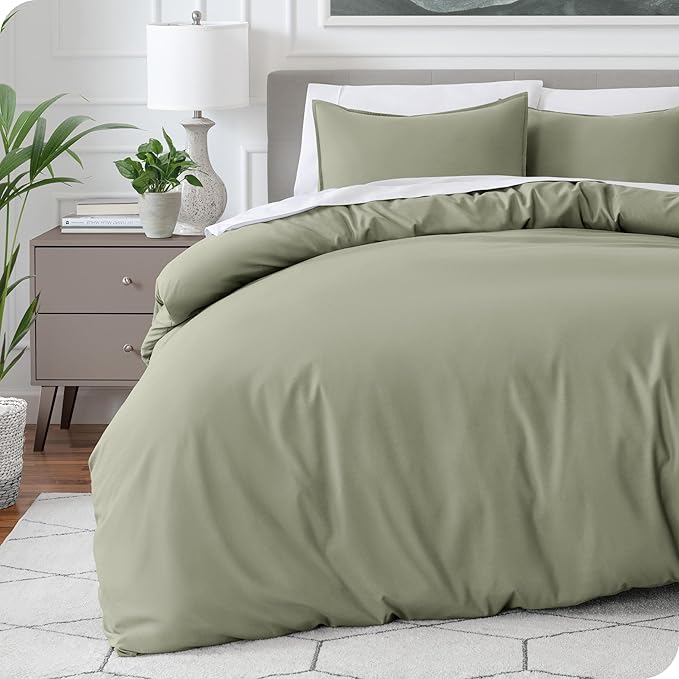 Bare Home Bedding Duvet Cover Extra Long Size - Premium 1800 Super Soft Collection - Lightweight, Cooling - Soft Breathable Bedding Duvet Cover (Twin/Twin XL, Sage)