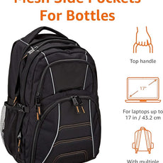 Amazon Basics Laptop Backpack Fits Up to 17-Inch Laptops, Black